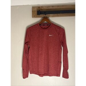 Nike Dri-Fit Heathered Red Pink Long Sleeve Shirt Activewear Women's Medium